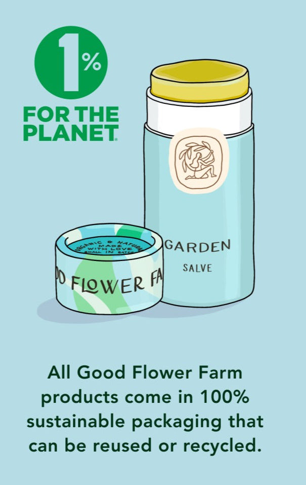 All Good Flower Farm products come in 100% sustainable packaging that can be reused or recycled.