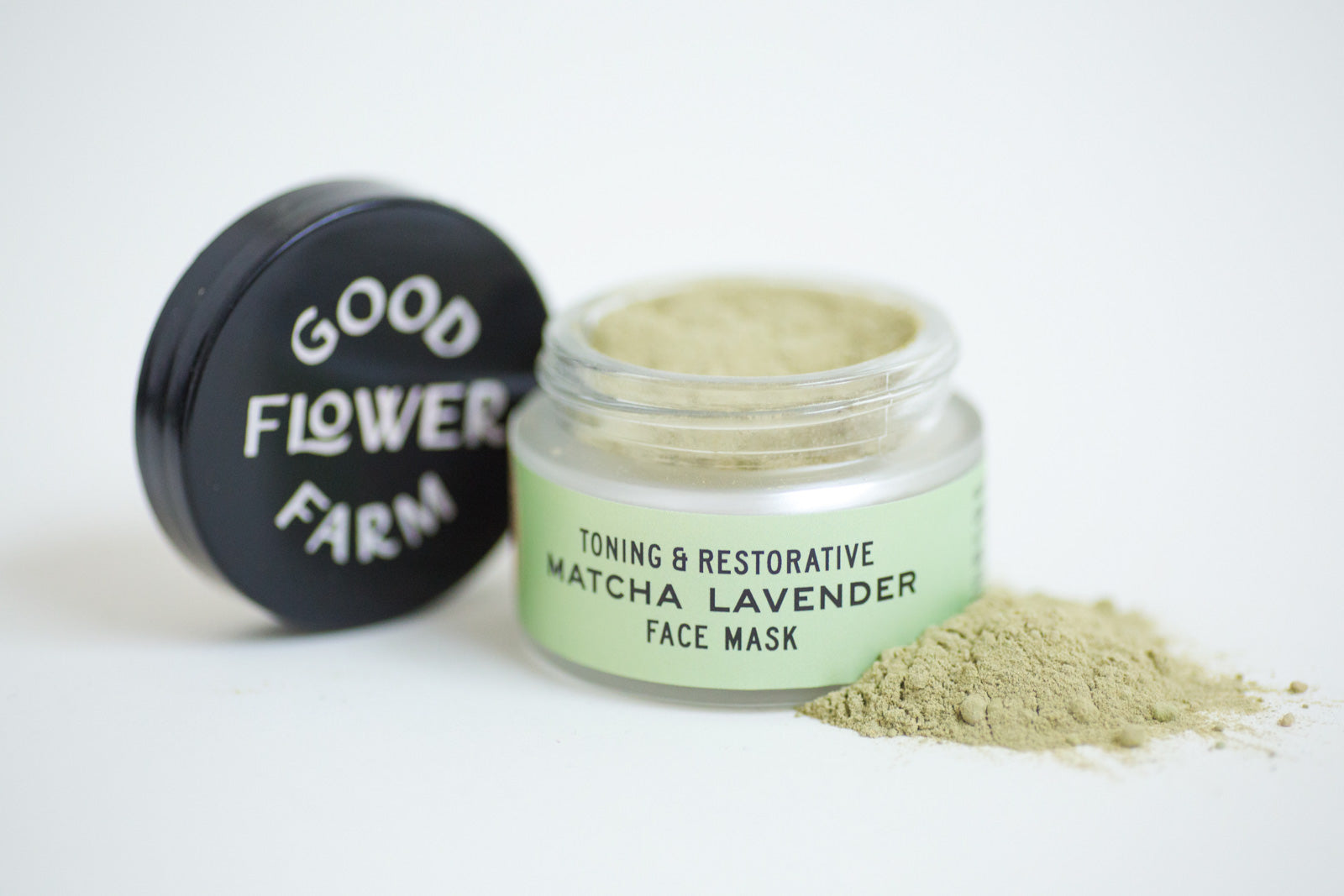 Organic herb and clay matcha lavender face mask by Good Flower Farm