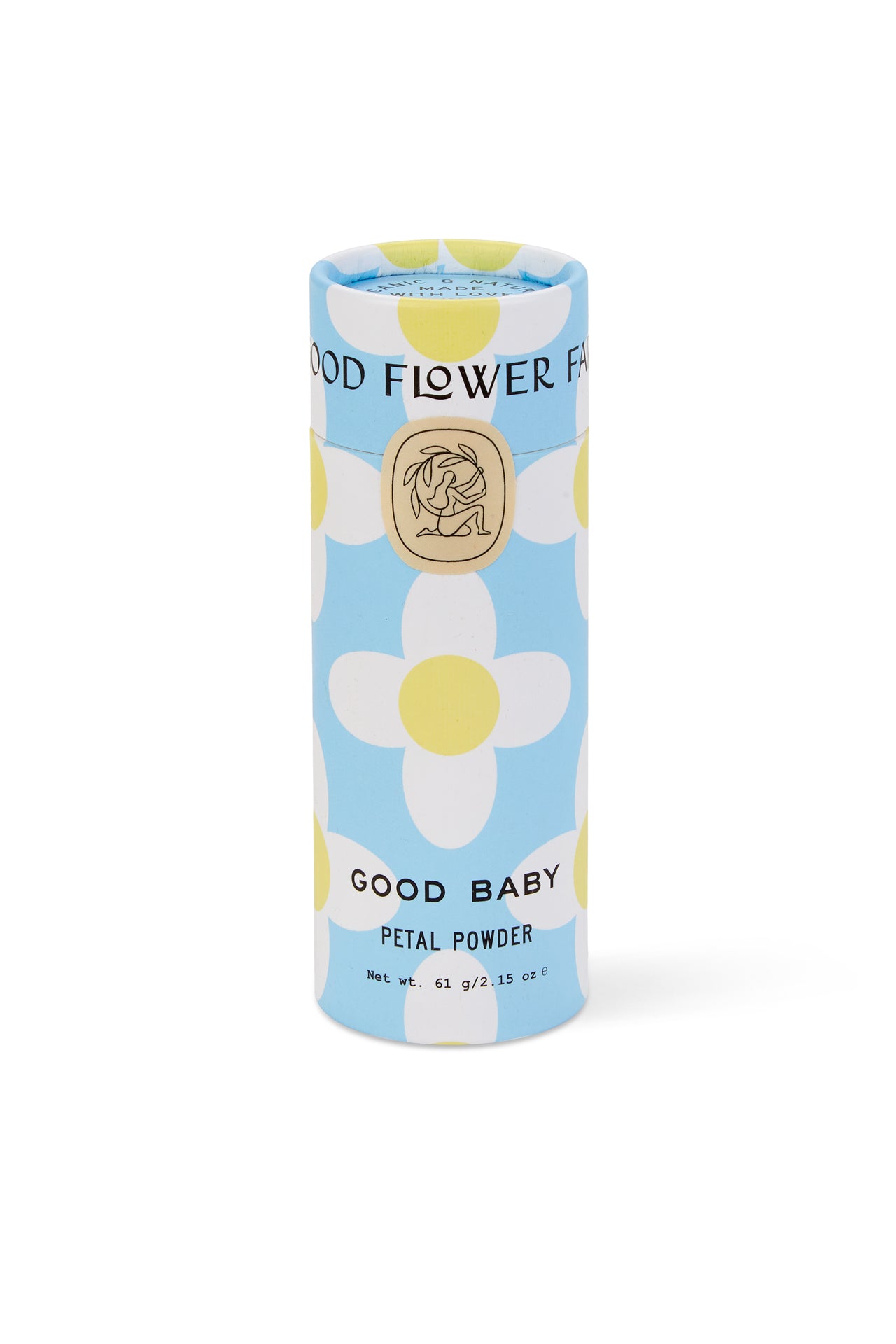 Organic herbal baby powder in biodegradable tube - talc &amp; cornstarch free by Good Flower Farm