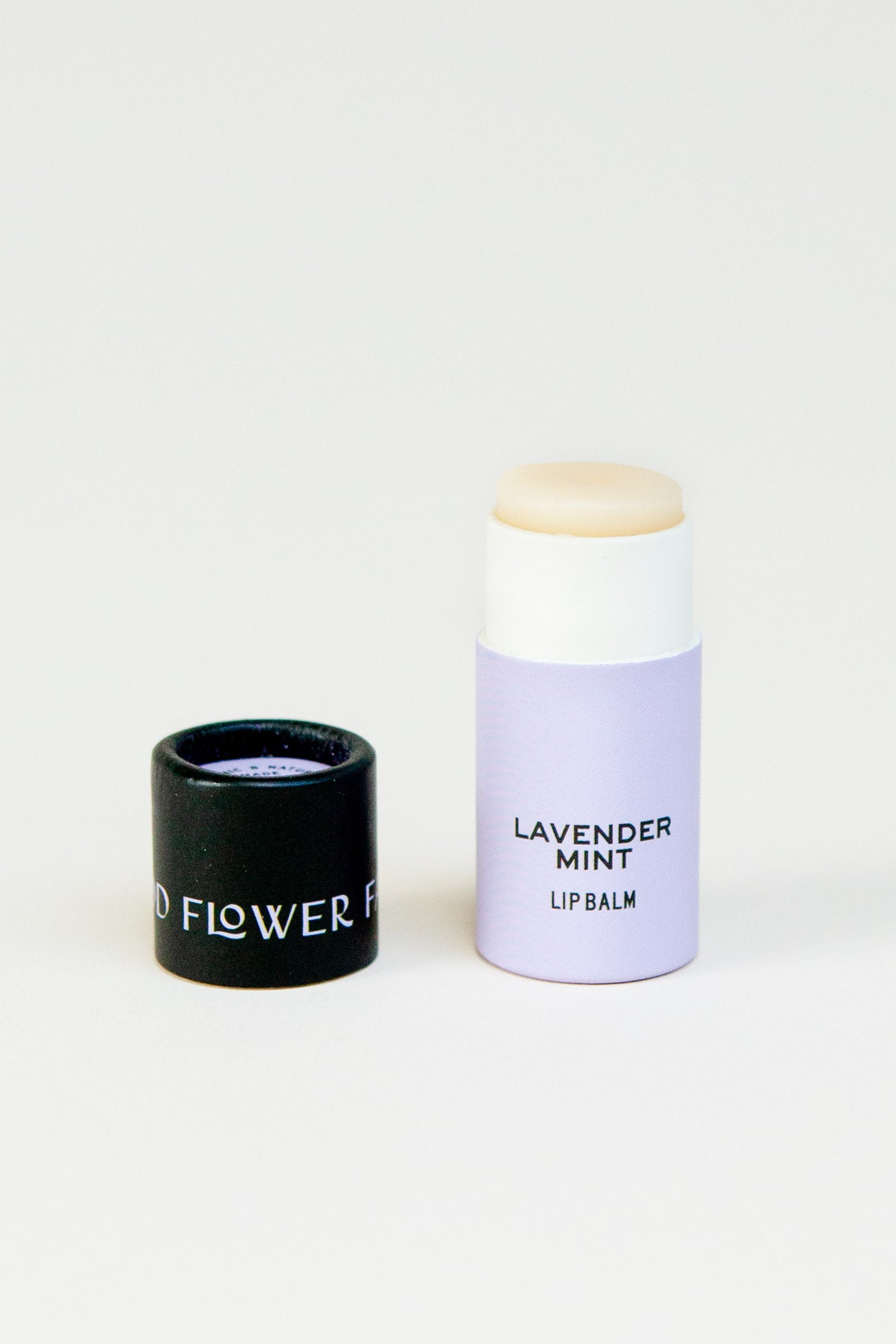 Organic lavender mint lip balm in biodegradable plastic-free tube by Good Flower Farm